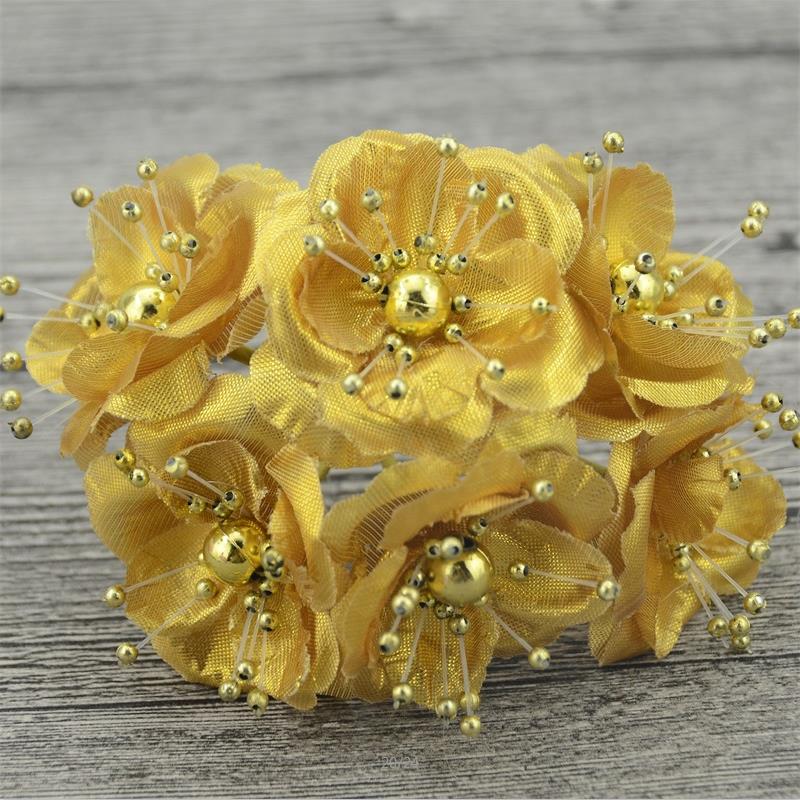 12 unidades/lote estambres de perlas Mini ramo de flores artificiales de seda de color rosa para decoración de boda DIY, accesorios para tocado de flores de novia