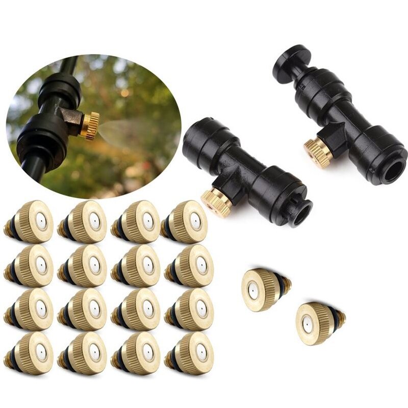 10 st munstycke storlek 0.1-0.6mm trädgård vattendimma spray mässing munstyckssprinkler dimma kylning för blommor växthus