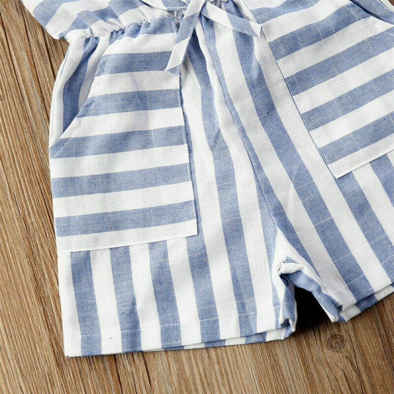 1-5 jaar casual kind babymeisje gestreepte kleding mouwloze romper jumpsuit outfit zonnepak