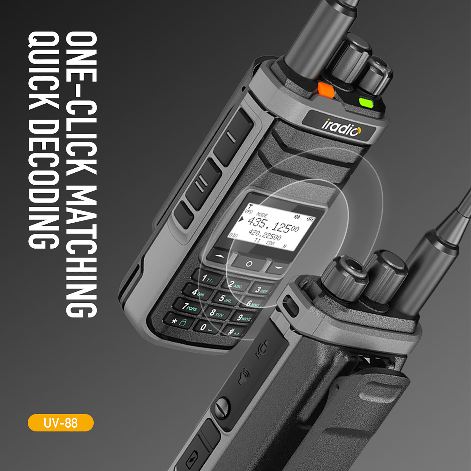 Iradio UV-88 Multi Band Ham Radio HF UHF VHF Walkie Talkie AM USB LSB CW CB LW MW SW SSB RX 1024Ch USB-C Batteria RT-860 Variante