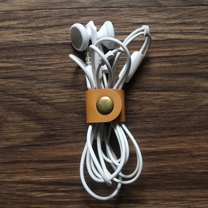 Cute Leather Office Cable Protector and Organizer for Earphones USB Data Cable AUX Line Clip Wire Holder Office Desk Set Supply