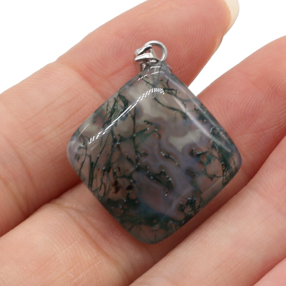 Natural Agates Necklace Pendant Square Pendant Charms for Making DIY Jewelry Necklace Pendant Size 25x25mm: Aquatic Agate