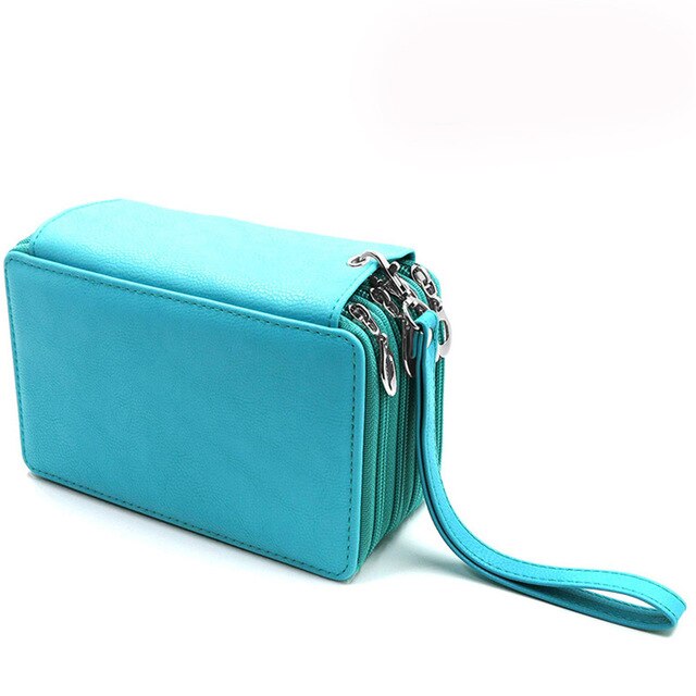 Cartuchera escolar de 72 agujeros para niñas y niños, estuche de bolígrafo de color negro, bolsa de cartucho grande, papelería, Kit de penalización grande: green