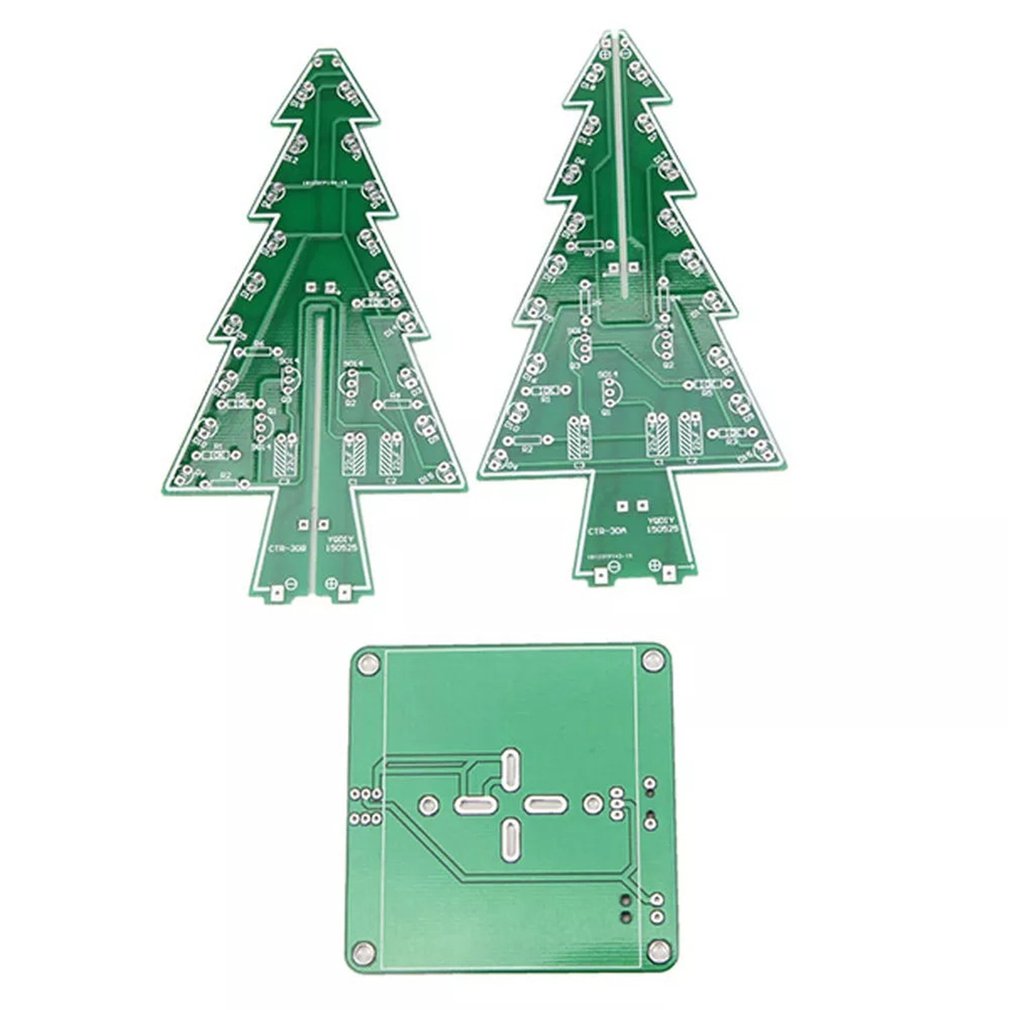Kit de piezas de árbol de Navidad Flash de 7 colores Diy Módulo de placa de circuito LED 3D árbol de Navidad con interruptor de autobloqueo de luces Led