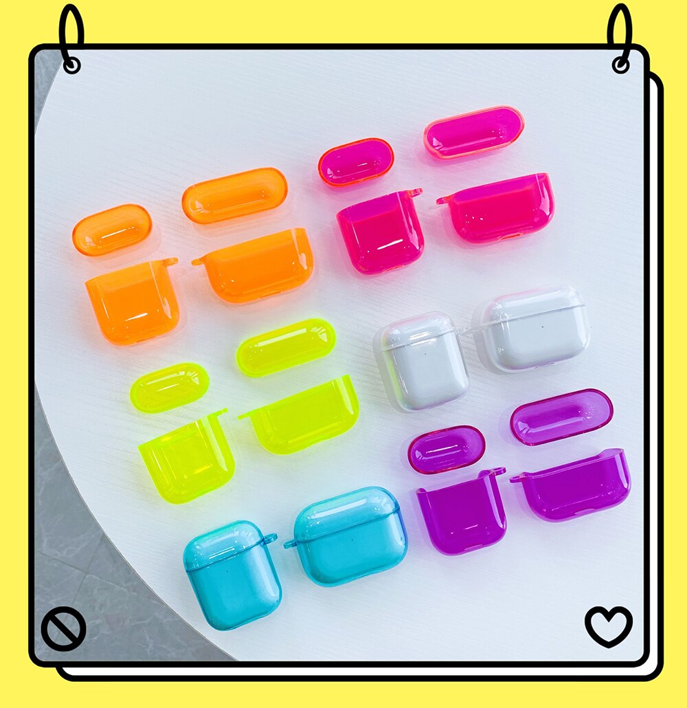 Transparent Fluorescence Color Earphone Cover For Apple AirPods Pro 3 Air Pods 2 Soft Silicone Fancy Case Clear TPU Accessories