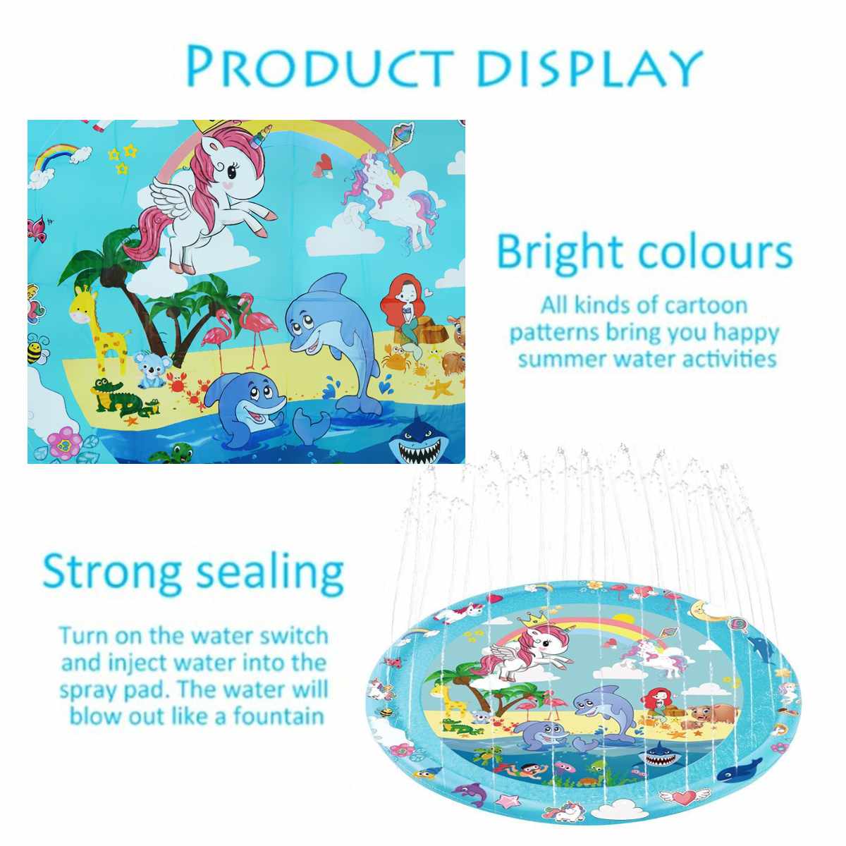 170 Cm Kids Sprinkler Pad Mat Kinderen Zomer Outdoor Water Splash Play Water Mat Gazon Opblaasbare Sprinkler Kussen Speelgoed