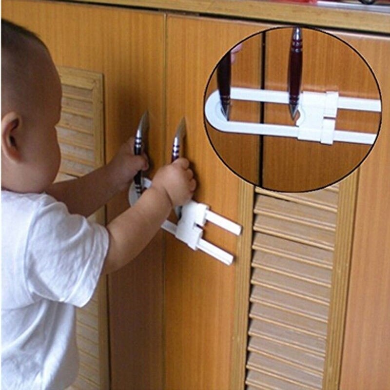 U-Shaped Lock Child Safety Cabinet Latches kid Baby Safe Closet Kitchen Door Child Safety Lock Cabinet Door