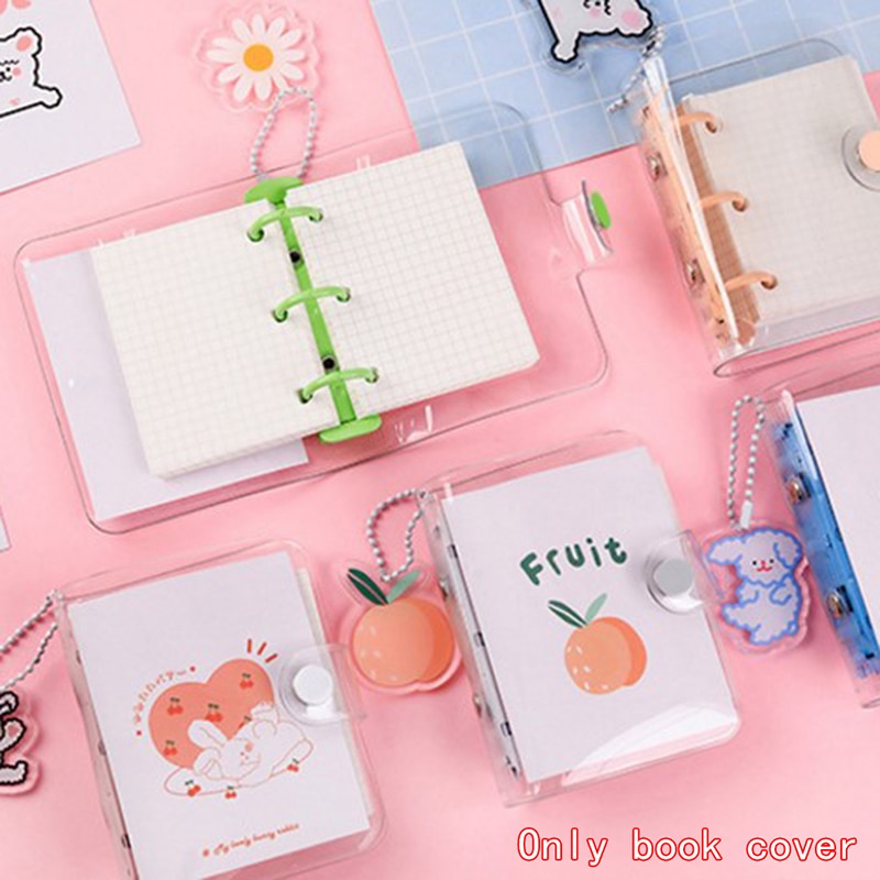Cute Transparent 3 ring Mini Loose-leaf Hand Book Student Portable Notebook ring binder Kawaii School Supplies