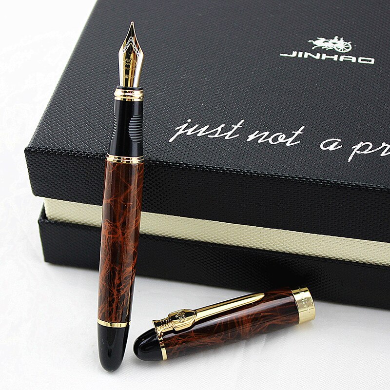 Äkta jinhao 450 a reservoarpenna fullmetall jinhao  x450 guldpenna gyllene klämma 0.5mm medelstora kontorsmaterial: W / Medium spets 0.5mm