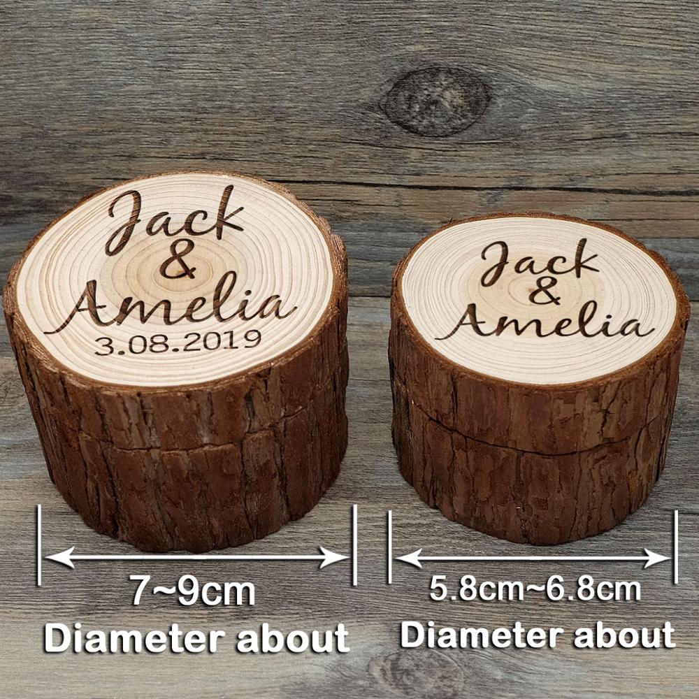 Rustic Wedding Ring Box - Natural Wood - Personalized Engagement Holder - Ring Bearer Box