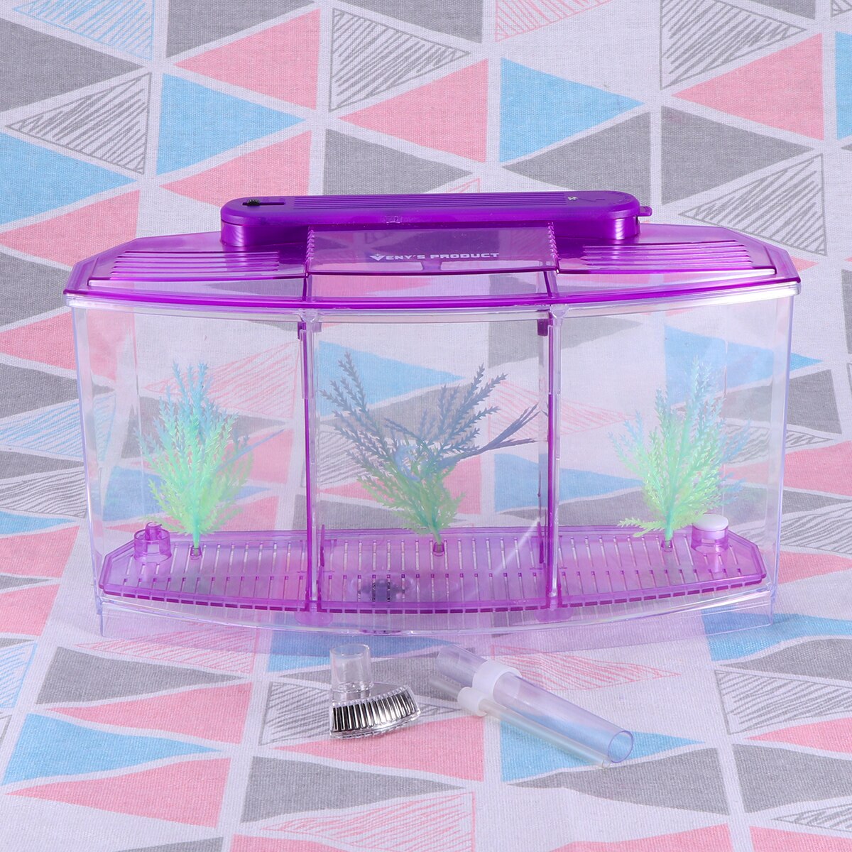 Mini Fish Tank Self-Cleaning Desktop Mini Ecological Goldfish Tank Square Rectangle Hatching Seedlings Aquariums For Home Shop