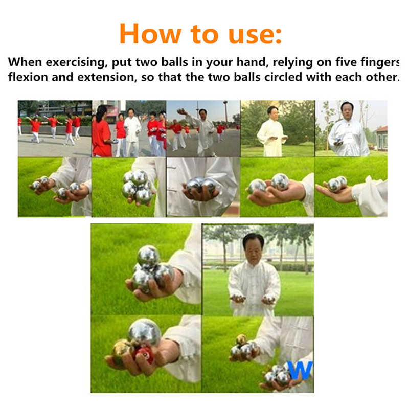 Bola de Baoding azul para ejercicio diario, Bola de Mano china para alivio del estrés, masajeador de terapia, bolas de Fitness para fuerza de mano de 47mm
