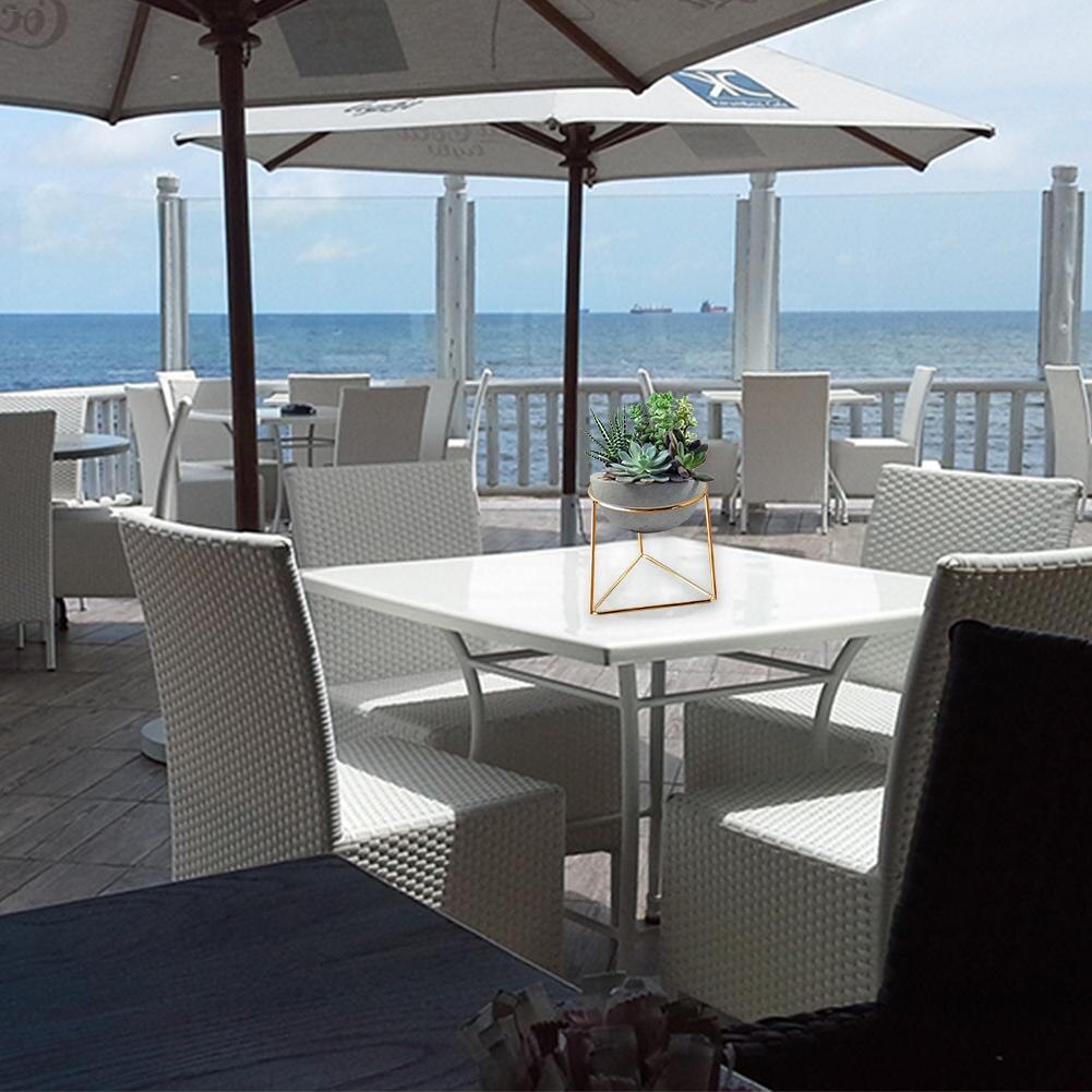 Plant Receptacle Flower Stand Rustic Style Iron Freestanding Hanging Metal Geometrical Circle Upper Bottom ShapeAir decoration