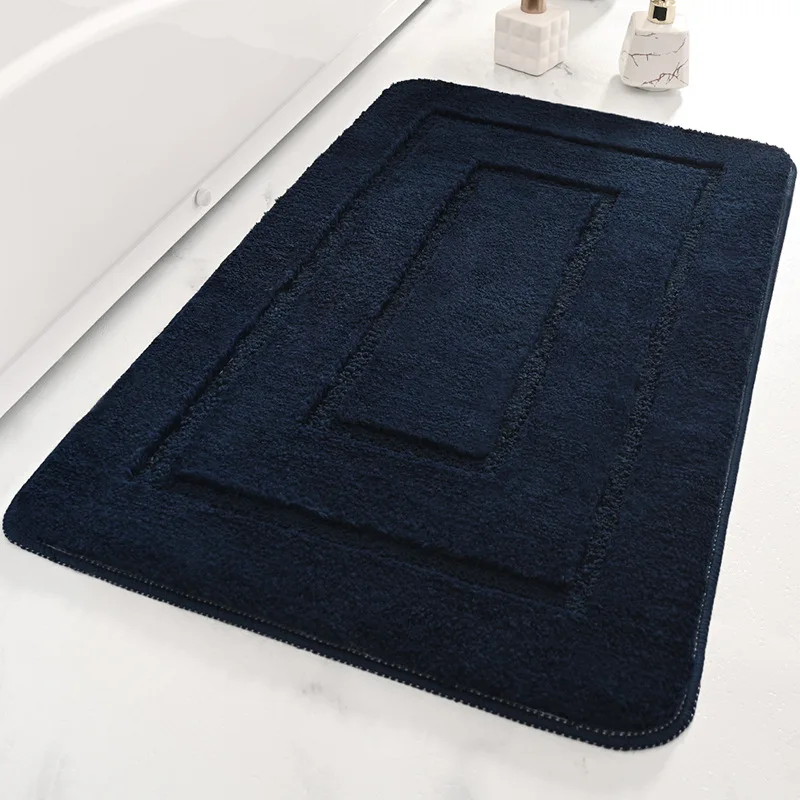 Bathroom Rug Microfiber Shaped Absorbing Non Skid Solid Color Lavatory Carpet Washroom Essentials Latest Bath Mat Water Soaking: 45x70cm / Light Grey