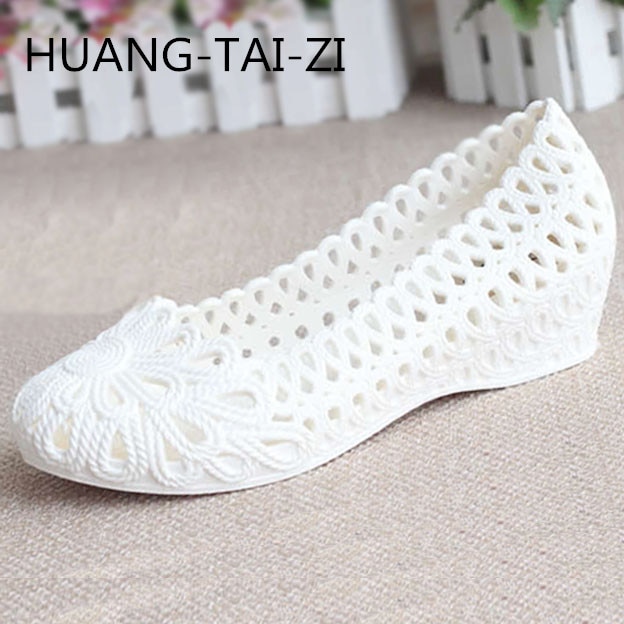 Sandalias de gelatina, sandalias con cuña de plástico blanco de verano para mujer, zapatos blancos pequeños, zapatos cómodos de enfermera, zapatos de trabajo para madre
