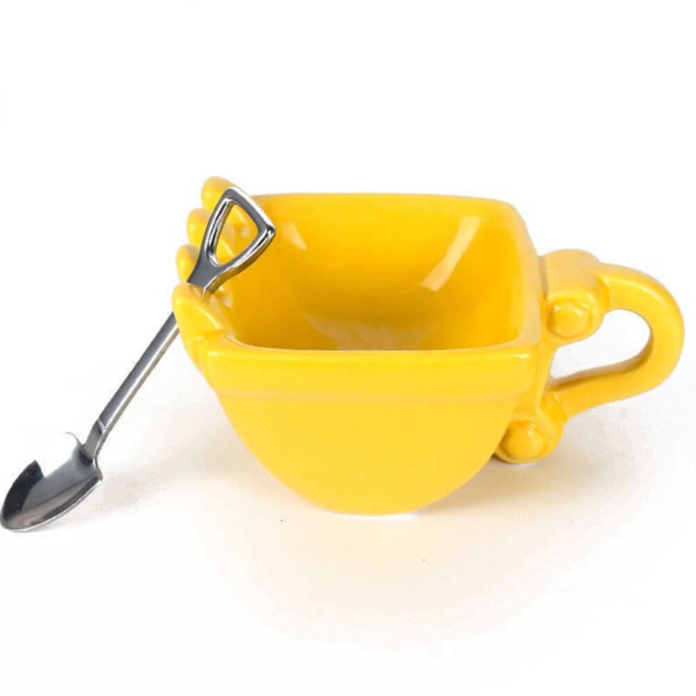 Single Excavator Bucket Cup Hand Tea Coffee Funny Mug Shovel With Spoon Kitchenware