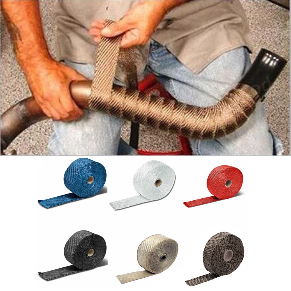 Auto Motorfiets Uitlaat Wrap Pijp Header Heat Wrap Turbo Mainfold Warmte Uitlaat Thermische Wrap Tape Rvs Stropdassen 5M