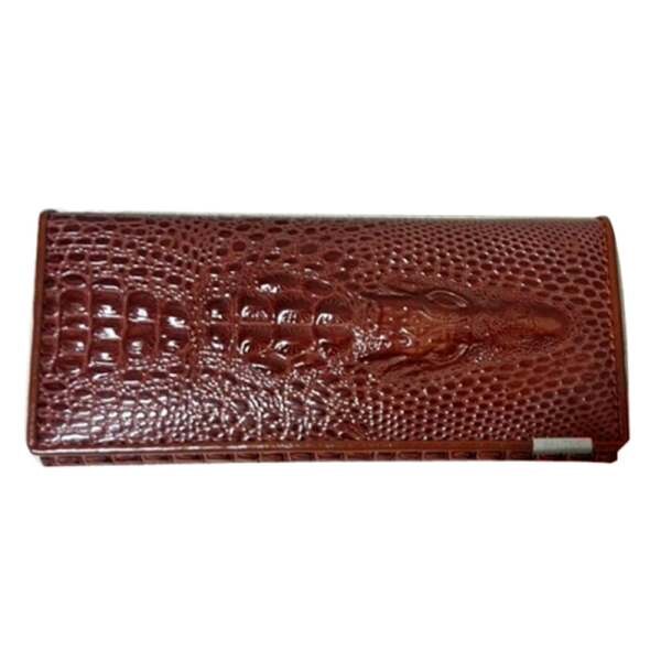 Genuine Leather 3D Embossing Alligator Ladies Crocodile Long Clutch Wallets Women Wallet Female Coin Purses Holders Brand: brown