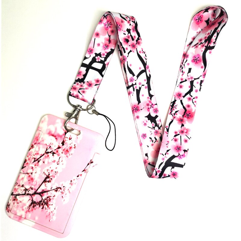 Correa para llavero con de flores rosas, cordón para llaves, tarjeta de identificación, soporte para llave, collar, accesorios de cinta: 03