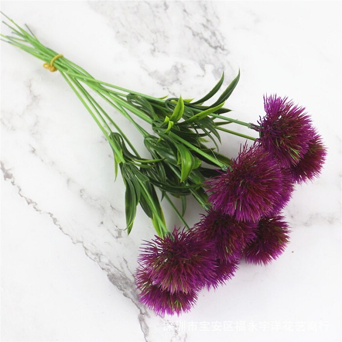 Flores artificiales de diente de león, decoración para de boda, ramo de novia, suministros de arreglo de flores, 1 unidad: Púrpura