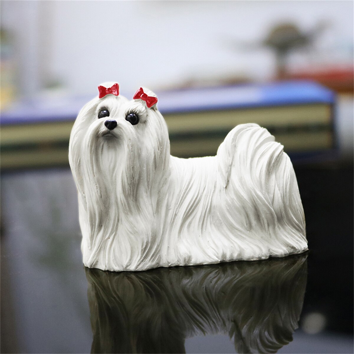 JJM Maltese Pet Dog Figure Canidae Animal Canis Lupus Familiaris Collector Toys Educational for Children Adults Kids Decoration