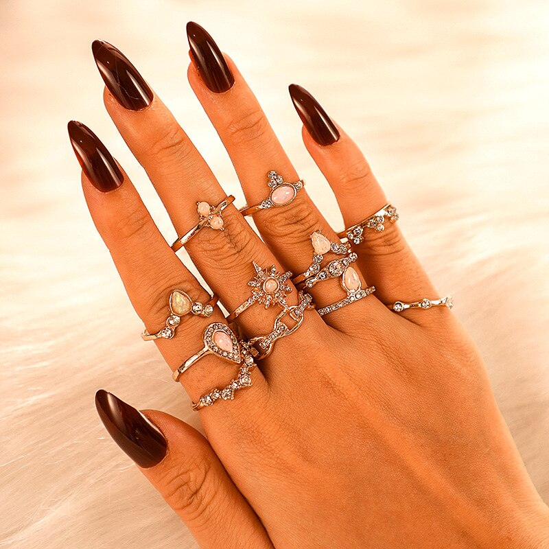matching rings for women gold plated jewelry snake ring set anillo bague femme anillos slytherin emo accessories: 8