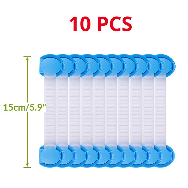 10Pcs/Lot Baby Children Kids Safety Care Plastic Cabinet Protect Locks Drawer Long Style Fridge: 15cm Blue