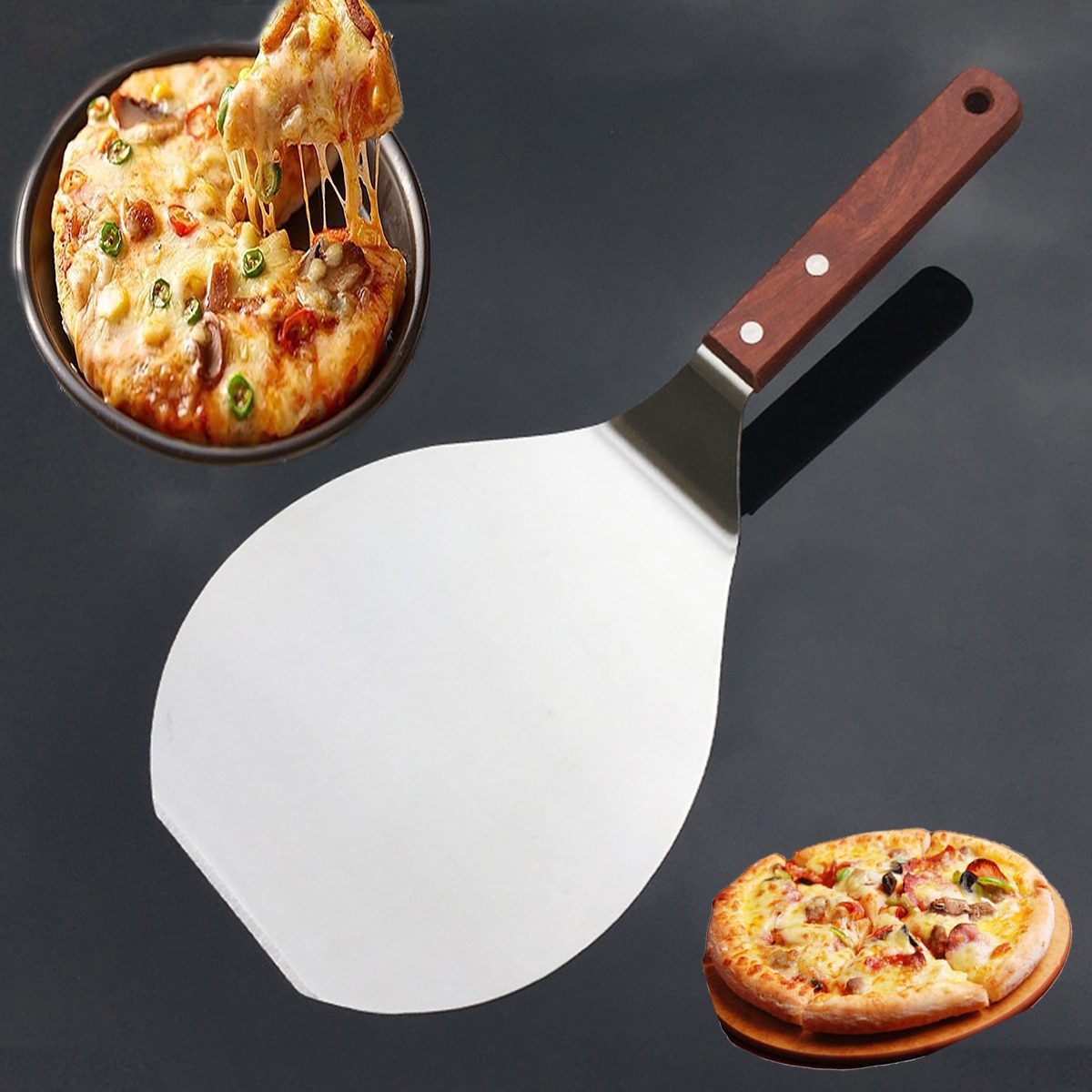 1Pc Ronde Pizza Schop Met Houten Handvat Voor Oven Brood Cake Pizza Schop Pizza Paddle Schil Spatel Cake Transfer bakken Tool