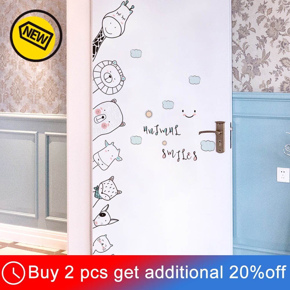 Tegneserie dyr dør klistremerke barnerom dekorasjon, vegg klistremerke låve barnerom, selvstendig veggmaleri tapet, med lim, barnehageinnredning: Nr. .1620
