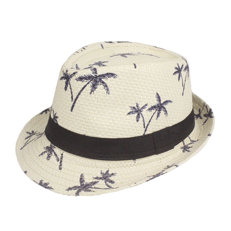 Los niños de verano sombrero de paja bebé sombreros niños sombrero Jazz de Panamá al aire libre gorra de playa para sol: Beige