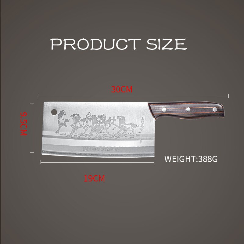 Chinese Kitchen Knives 8 Inch Cleaver 9CR18 Stainless Steel Full Tang Chef Butcher Chopping Slicing Cooking Cutter