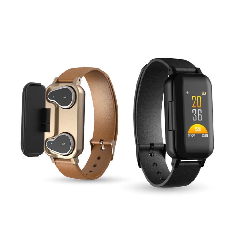 T89 TWS Bluetooth Earphone Smart Watch Touch control Smart Watch IP67 Support Siri BT Call music Fitness Bracelet Smart Band
