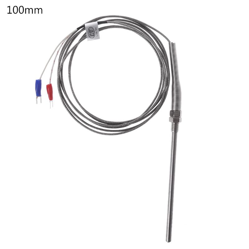 Termopar tipo K, Cable de 2m, sonda de Sensor de temperatura de rosca M8, 50mm/100mm/200mm: 100mm