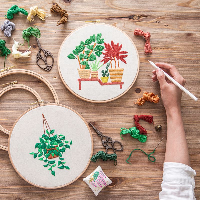 DIY Handmade Material Package European-style Plant Embroid Beginner Kit Color Line Tool Kit Stamping Embroidery Starter Kit