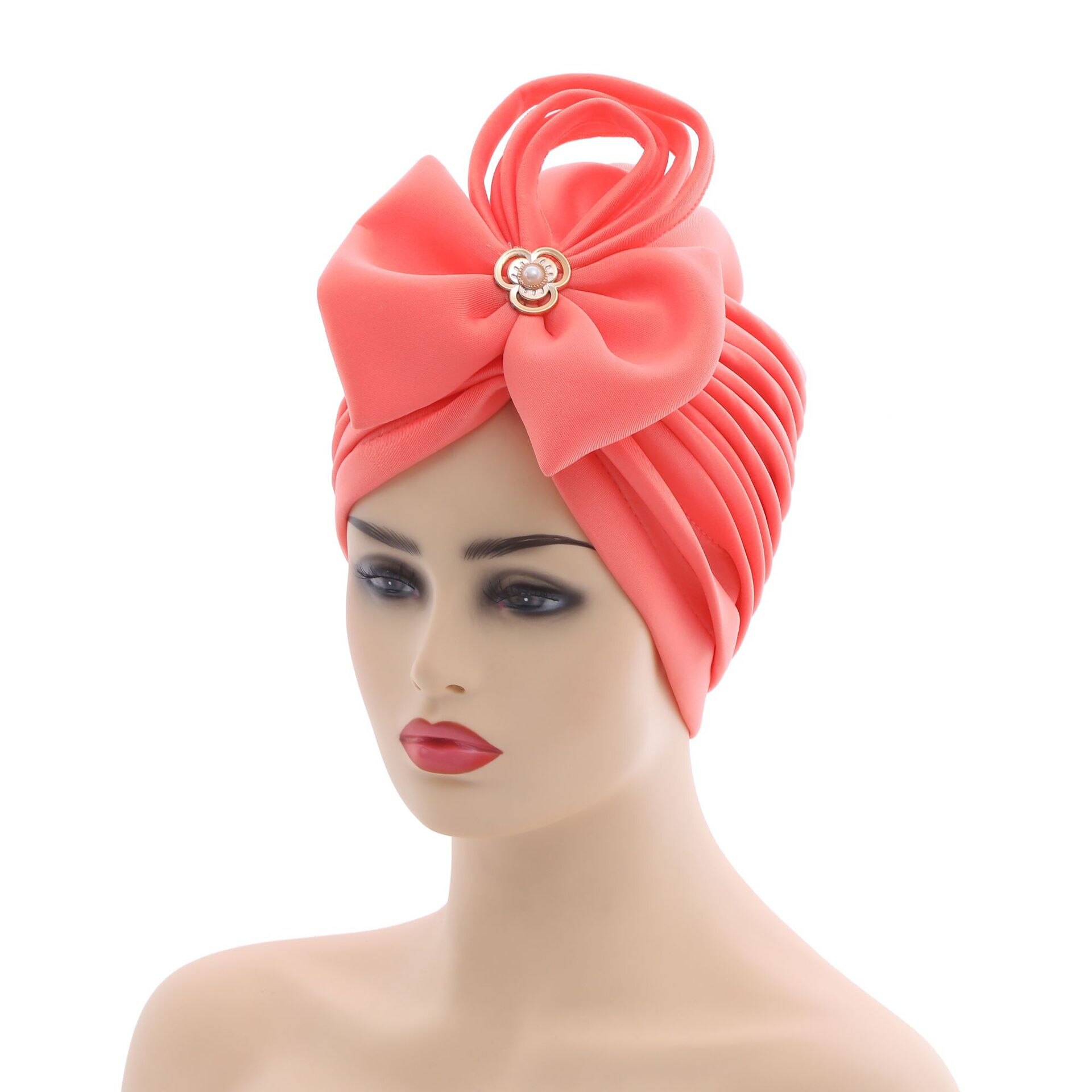 2022 neueste Nigerian Hochzeit Gele Kappe Afrikanische Auto Gele Headtie Muslimischen Turban Kappe Arabische Indien Hütte Weibliche Kopf wickeln Turbante mujer: Koralle Rosa