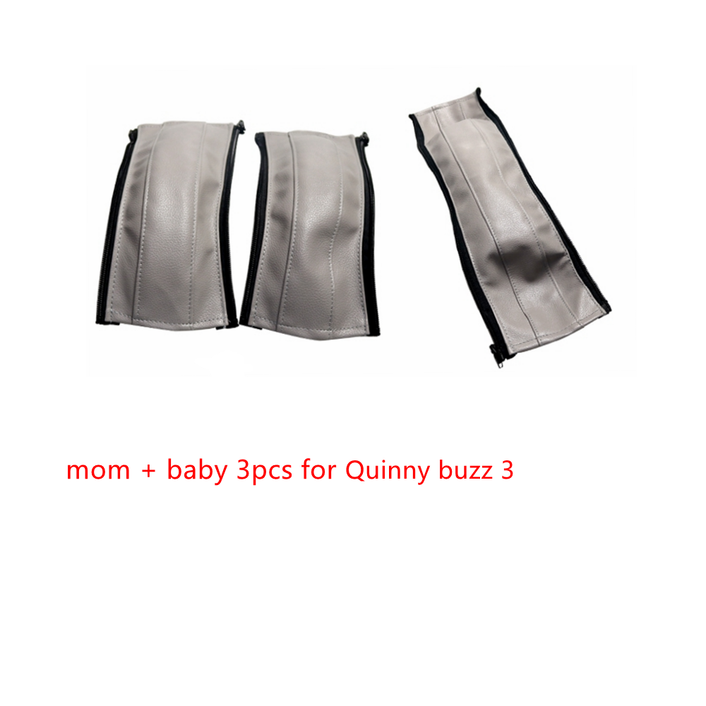 Ensemble complet de housses de poignée en cuir pour poussette Quinny Buzz 3, housse de protection pour accoudoir, accessoires: mom baby 3PCS gray