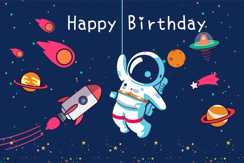 Boy Birthday Party Backdrops Decoration Solar System Poster Space Party Banner Astronaut Birthday Favor Blue Poster 120cm x 80cm: 3
