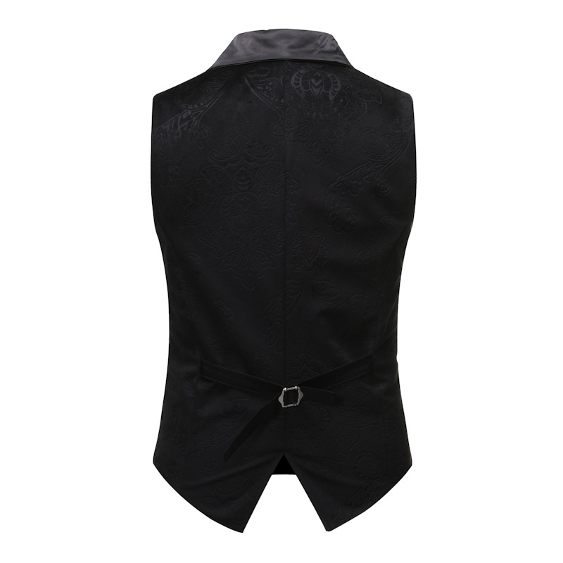 Mens Black Gothic Suit Vest Business Casual Vest Waistcoat Men Single Breasted Vests Male Wedding Costume Homme XL