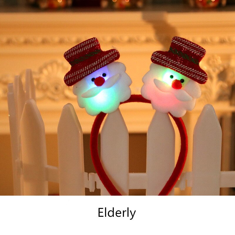 Xmas Toy Red Double Head Novelty Toy Christmas Santa Reindeer Snowman Bear LED Light Headband Hair Christmas For Children: Type 8