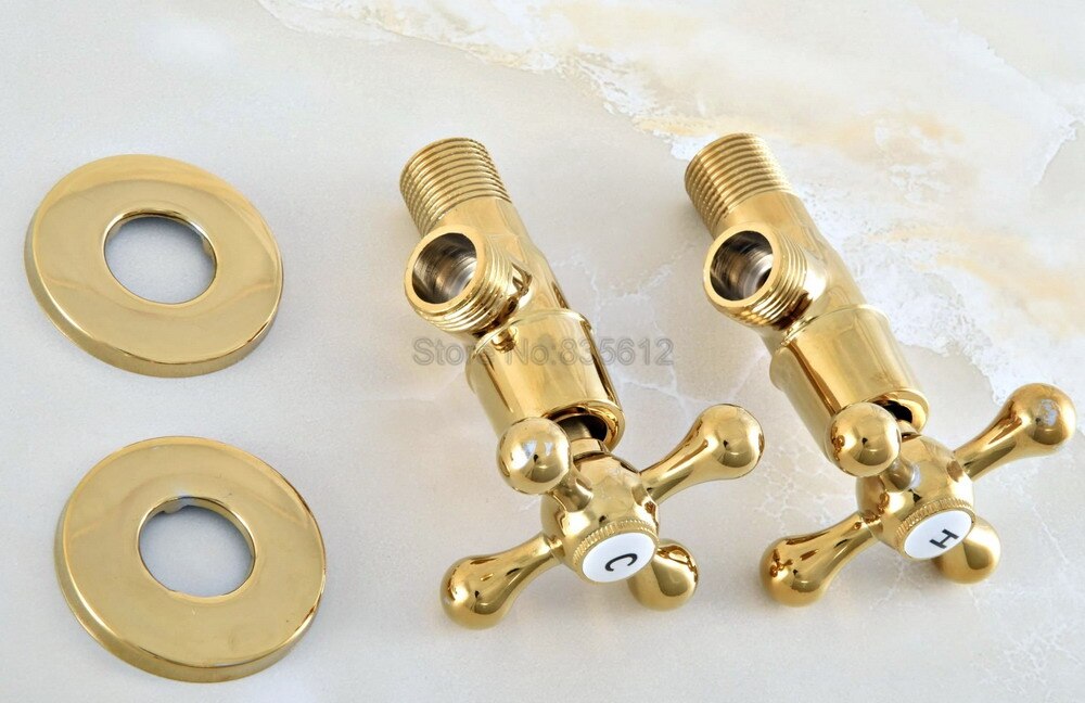 Válvula de tope de ángulo de latón para baño, accesorio de Color dorado de 1/2 "macho x 1/2" macho, con acabado dorado, tav013