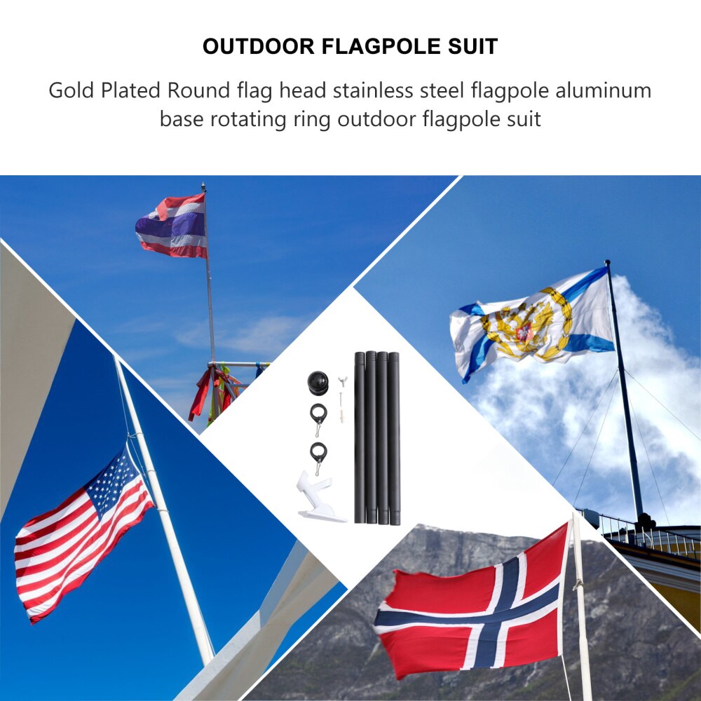 1 Set Vlag Pole Kit Outdoor Roterende Wirwar Vlaggenmast Met Beugel