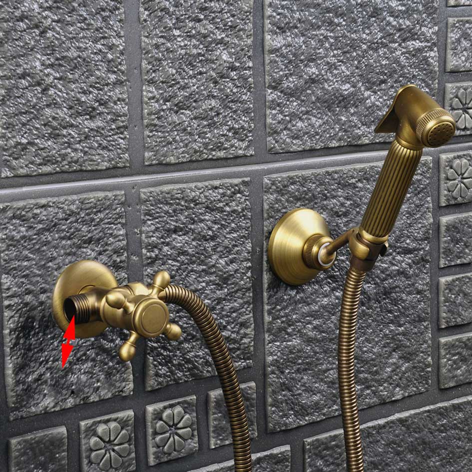 Bidé kranar vägg svart kall mässing vatten toalett hörnventil handhållen hygienisk duschmunstycke tvätt bil husdjur spruta airbrush kranar: Bidéblandare set 1