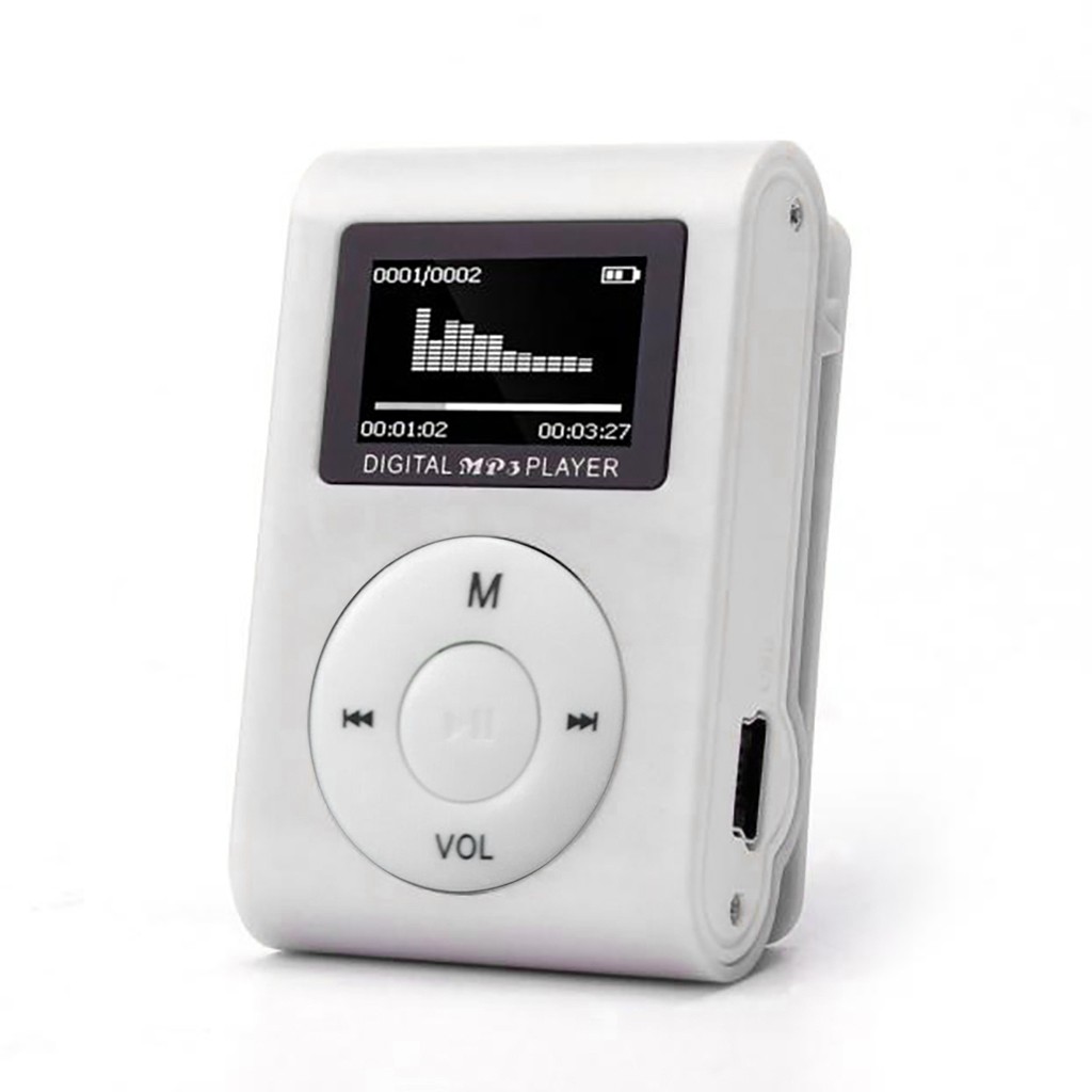 2019 nuovo Mini USB Clip MP3 Lettore Dello Schermo A CRISTALLI LIQUIDI di Sostegno 32GB Micro SD Carta di TF di Sostegno Inglese Cinese # t2: Silver 