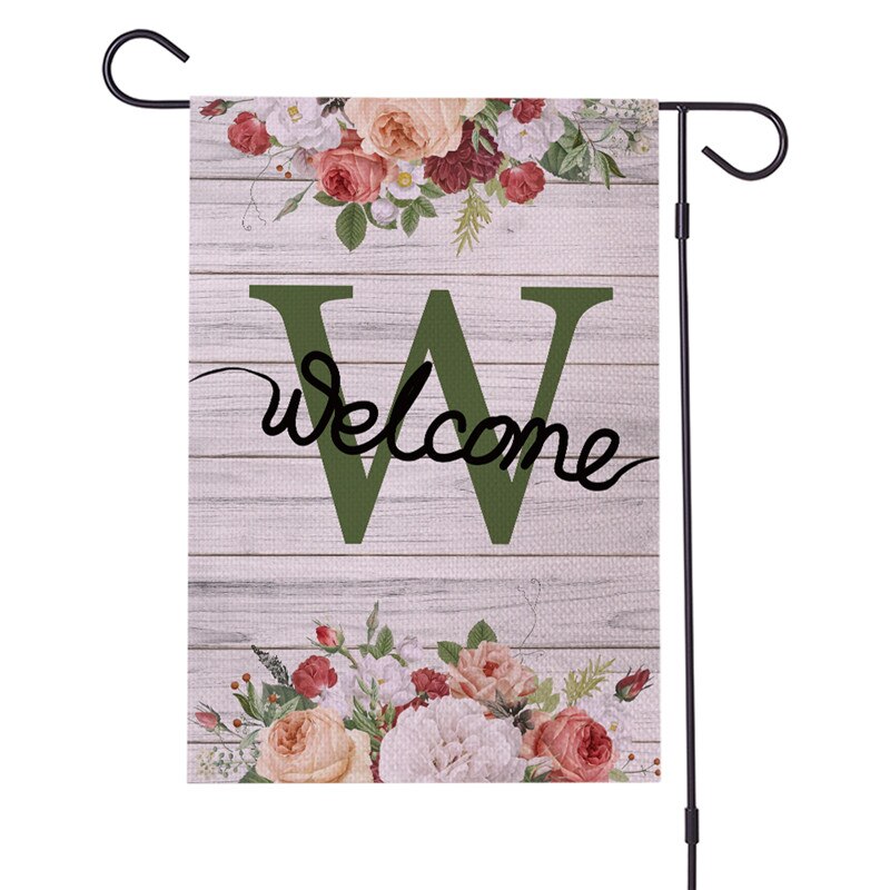 Banderas de jardín de doble cara, 30x45cm, serie de letras, cartel de lino, pancarta de , banderas, accesorios de decoración para Festival DIY: 4