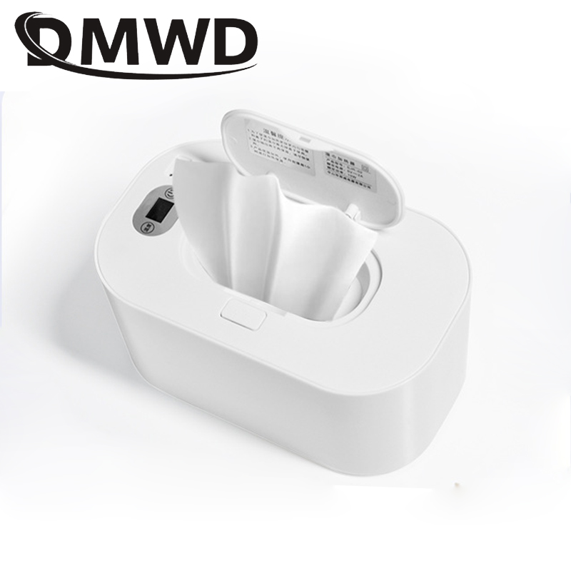 USB Baby Wipes Heater Wet Towel Dispenser Case Thermostat Warm Tissue Paper Case Napkin Electric Heating Insulation Box Holder: With display white