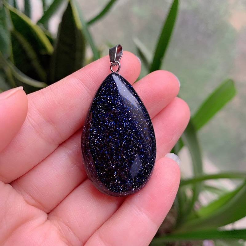 Grande Formato di Pietra Verde Naturale Rubini Zoisite Pietra di Quarzo Del Pendente Accessori Dei Monili Perline FAI DA TE Fatti A Mano per la Collana Della Catena Chiave: Blue Goldstone