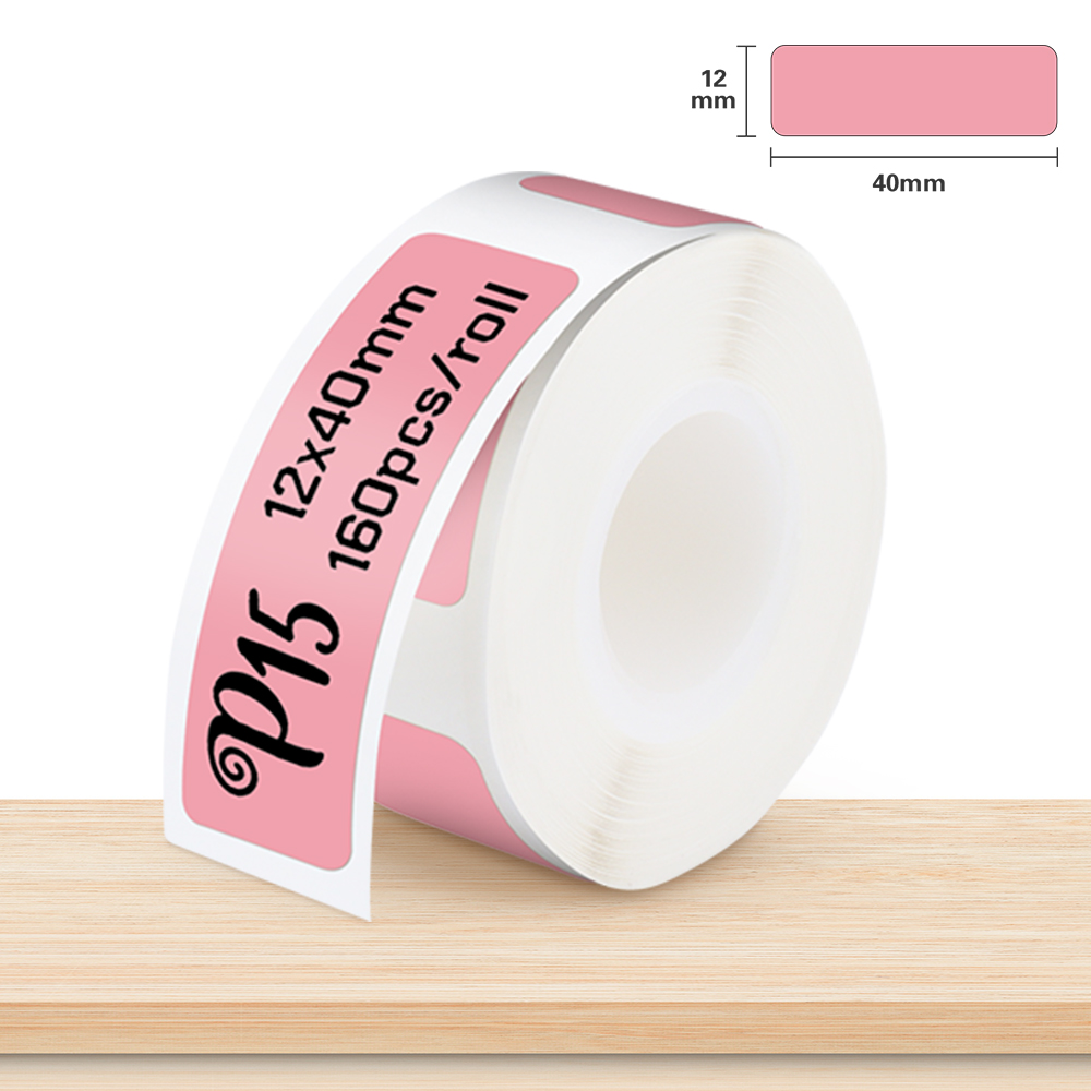 P15 Papierrolle 15x40 Thermoaufkleber 12x40 15x30 14x40 Thermodruckerband Transparentes Etikettenpapier für P15 P12 P11 D30 Q30S: M