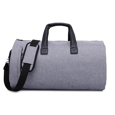 2 in 1 beklædningsgenstands taske med sko rum, konvertibel dragt rejsetaske taske taske med bagage skulderrem  t0: Grå