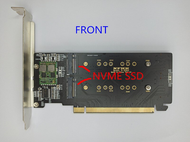 De Adapter Kaart Pci-E 16X Om 4P Nvme Ssd Ondersteuning Raido, pci-E 16X Om 4 Stuks M.2 (Pcie Protocol)