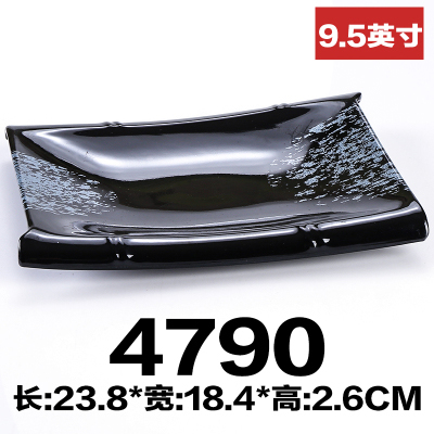 Black Melamine Rectangular Plate Bamboo Knot Dish Grilled Fish Dish Pot Meat Cold Dish Japanese Sushi Plate: Style 04